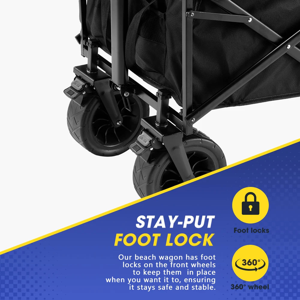 SAN HIMA 100KG Capacity Outdoor Garden Beach Trolley Fishing Folding Camping Cart Wagon Portable Collapsible Luggage Cart