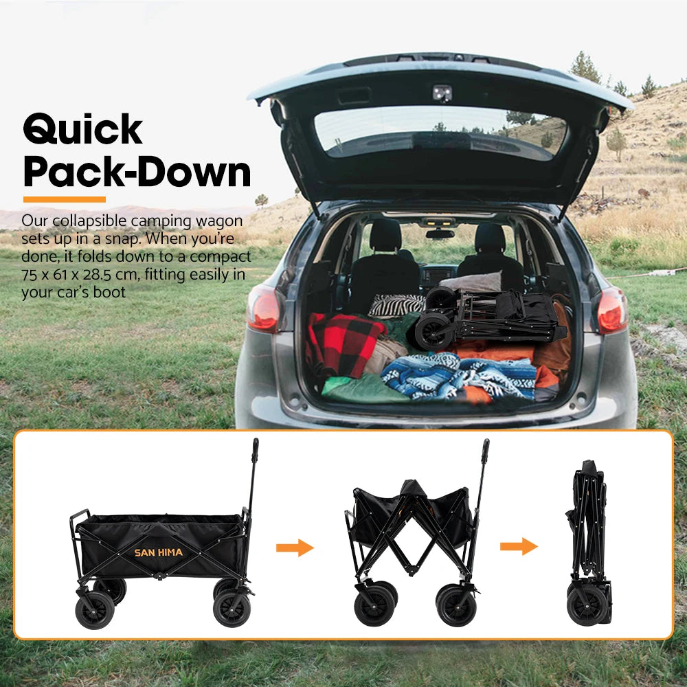 SAN HIMA 100KG Capacity Outdoor Garden Beach Trolley Fishing Folding Camping Cart Wagon Portable Collapsible Luggage Cart