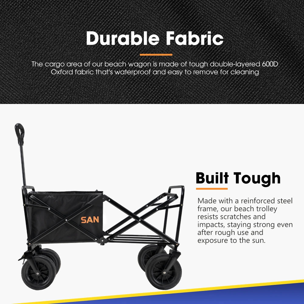 SAN HIMA 100KG Capacity Outdoor Garden Beach Trolley Fishing Folding Camping Cart Wagon Portable Collapsible Luggage Cart