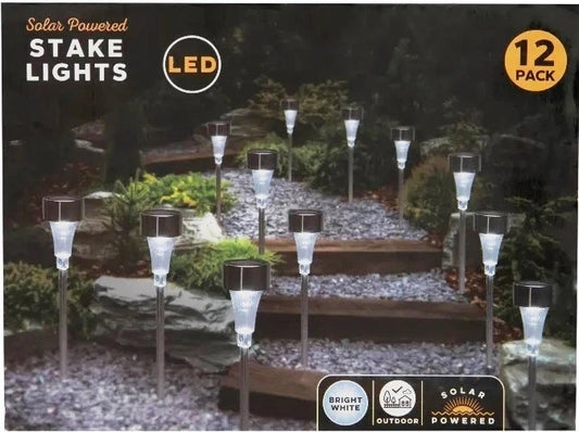 Pepco Solar Powered Garden Stake Lights – Pack of 12 Outdoor LED Lights