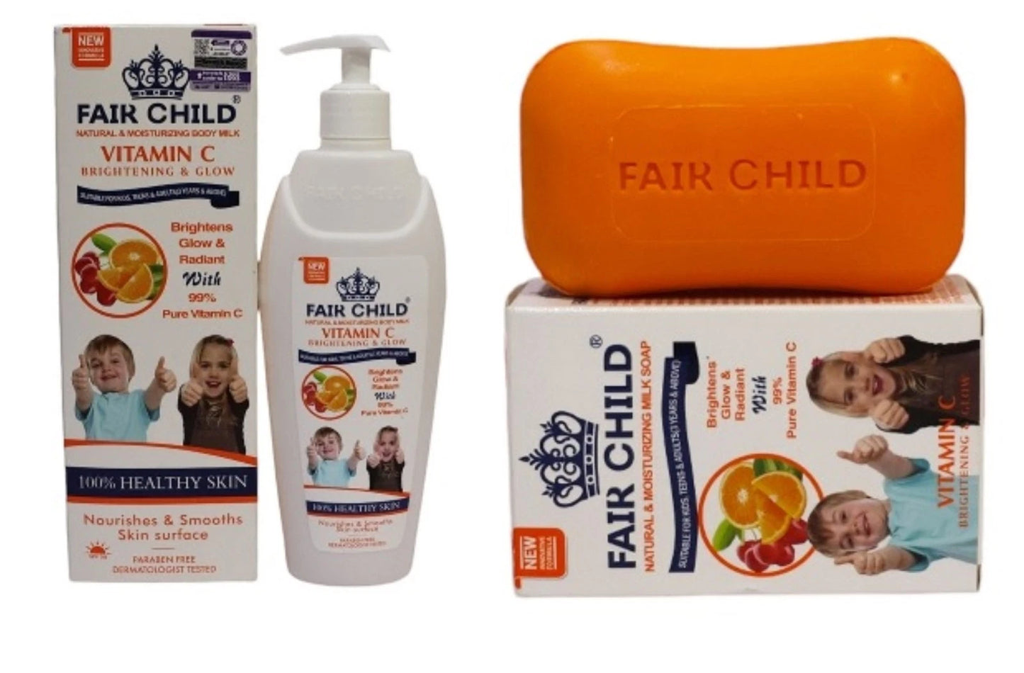Fair Child Vitamin C Soap + Body Milk Lotion Combo – Skin Brightening & glow