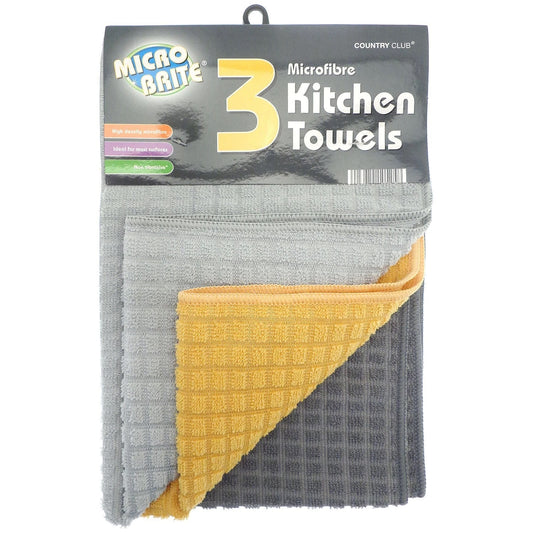 Kitchen Towels Microfibre Country Club 3 Pack Assorted